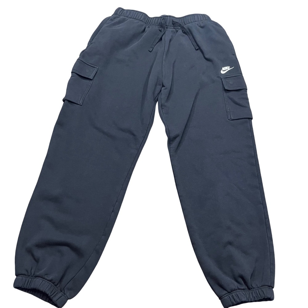 Nike Mens Club Fleece Cargo Sweatpants Black Joggers Size Medium CD3129-010